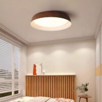 Plafonnier de chambre aspect bois rond lumière réglable