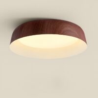 Plafonnier de chambre aspect bois rond lumière réglable