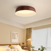 Plafonnier de chambre aspect bois rond lumière réglable