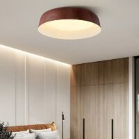Plafonnier de chambre aspect bois rond lumière réglable