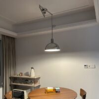 Plafonnier décentré mobile et suspendu style rétro demi sphère ATILA