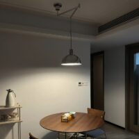 Plafonnier décentré mobile et suspendu style rétro demi sphère ATILA