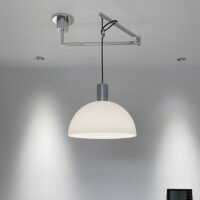 Plafonnier décentré mobile et suspendu style rétro demi sphère ATILA