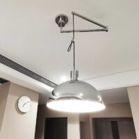 Plafonnier décentré mobile et suspendu style rétro demi sphère ATILA
