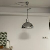 Plafonnier décentré mobile et suspendu style rétro demi sphère ATILA