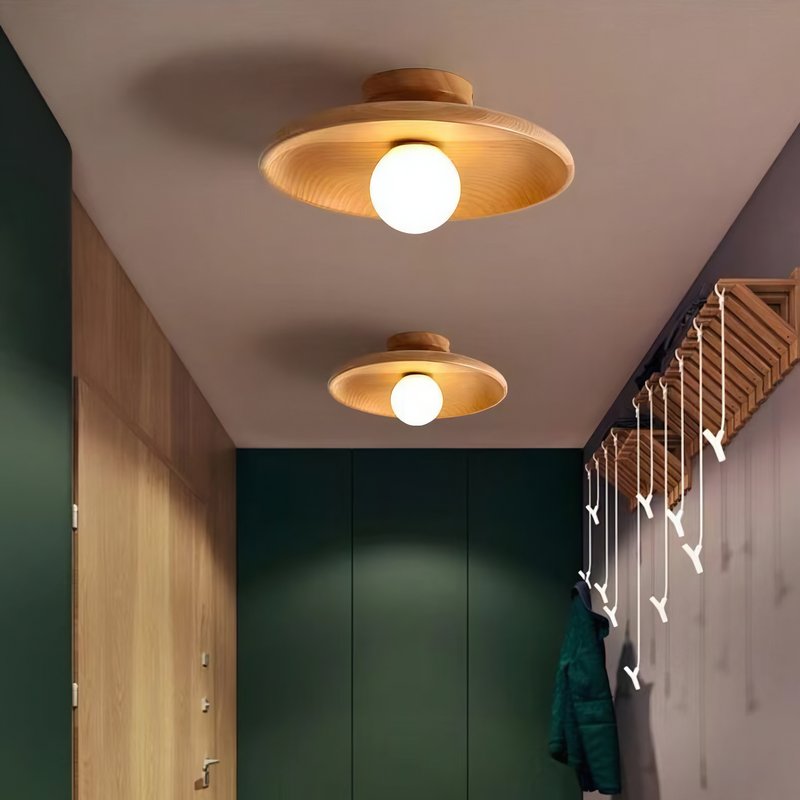 Plafonnier en bois rond minimaliste et nordique NIRA