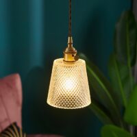 Plafonnier en cristal de verre et laiton chic OPTAMUM