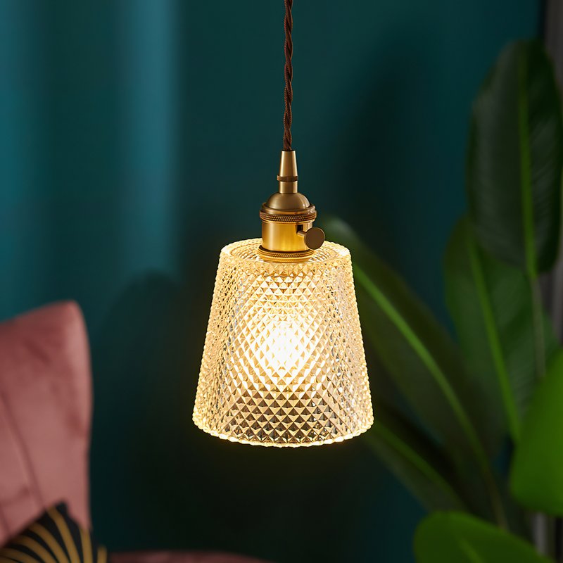 Plafonnier en cristal de verre et laiton chic OPTAMUM