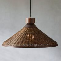 Plafonnier en osier foncé style japonais cloche KATCHU