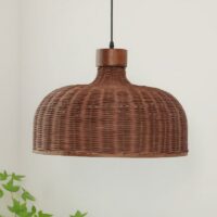 Plafonnier en osier foncé style japonais cloche KATCHU