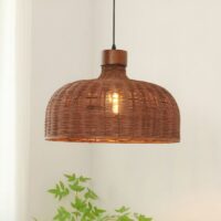 Plafonnier en osier foncé style japonais cloche KATCHU