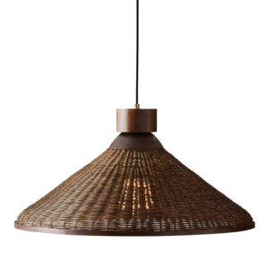 Plafonnier en osier foncé style japonais cloche KATCHU