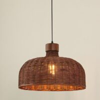Plafonnier en osier foncé style japonais cloche KATCHU