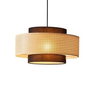 Plafonnier en rotin et tissu style japonais Wabi-sabi ZIONGI