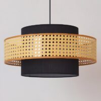 Plafonnier en rotin et tissu style japonais Wabi-sabi ZIONGI