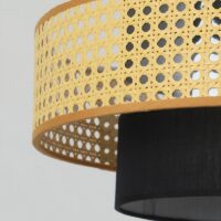 Plafonnier en rotin et tissu style japonais Wabi-sabi ZIONGI