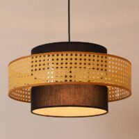 Plafonnier en rotin et tissu style japonais Wabi-sabi ZIONGI
