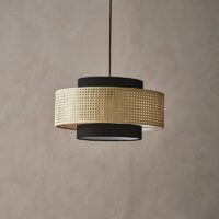 Plafonnier en rotin et tissu style japonais Wabi-sabi ZIONGI
