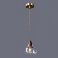 Plafonnier en verre et bois minimaliste style nordique ABAS