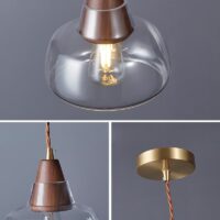 Plafonnier en verre et bois minimaliste style nordique ABAS