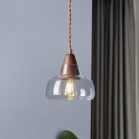Plafonnier en verre et bois minimaliste style nordique ABAS