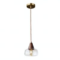 Plafonnier en verre et bois minimaliste style nordique ABAS
