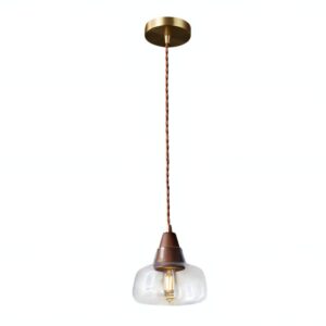 Plafonnier en verre et bois minimaliste style nordique ABAS