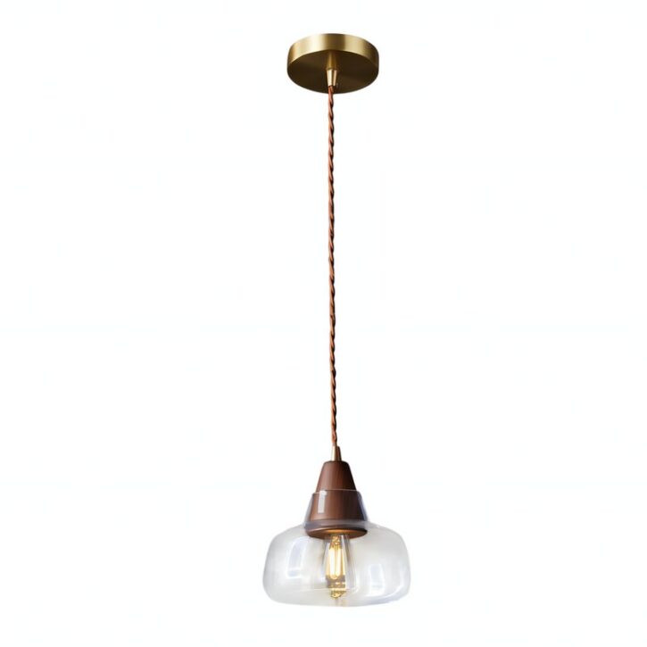 Plafonnier en verre et bois minimaliste style nordique ABAS