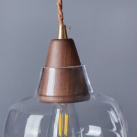 Plafonnier en verre et bois minimaliste style nordique ABAS