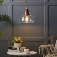 Plafonnier en verre et bois minimaliste style nordique ABAS