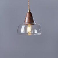 Plafonnier en verre et bois minimaliste style nordique ABAS
