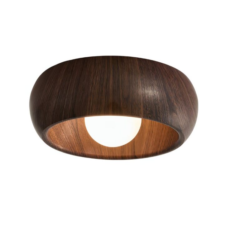 Plafonnier entrée rond effet bois minimaliste et nordique KALI