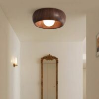 Plafonnier entrée rond effet bois minimaliste et nordique KALI