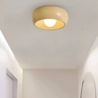 Plafonnier entrée rond effet bois minimaliste et nordique KALI