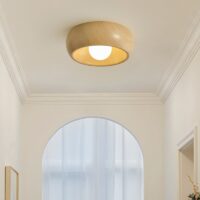 Plafonnier entrée rond effet bois minimaliste et nordique KALI