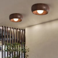 Plafonnier entrée rond effet bois minimaliste et nordique KALI