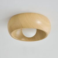 Plafonnier entrée rond effet bois minimaliste et nordique KALI