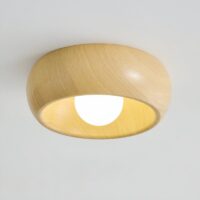 Plafonnier entrée rond effet bois minimaliste et nordique KALI