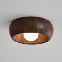 Plafonnier entrée rond effet bois minimaliste et nordique KALI