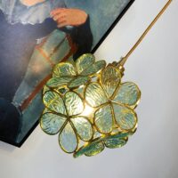 Plafonnier fleur en verre et laiton vintage rétro ABIGAEL
