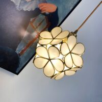 Plafonnier fleur en verre et laiton vintage rétro ABIGAEL