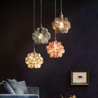 Plafonnier fleur en verre et laiton vintage rétro ABIGAEL