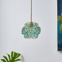 Plafonnier fleur en verre et laiton vintage rétro ABIGAEL