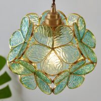 Plafonnier fleur en verre et laiton vintage rétro ABIGAEL