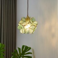 Plafonnier fleur en verre et laiton vintage rétro ABIGAEL