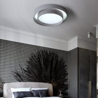 Plafonnier gris pour WC design scandinave deux niveaux VOLTEX