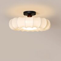 Plafonnier japonais rond en tissu wabi-sabi KOBU