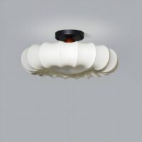 Plafonnier japonais rond en tissu wabi-sabi KOBU