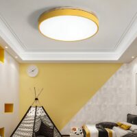 Plafonnier jaune rond plat LED tricolore pour chambre