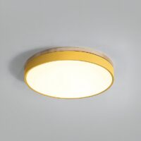 Plafonnier jaune rond plat LED tricolore pour chambre